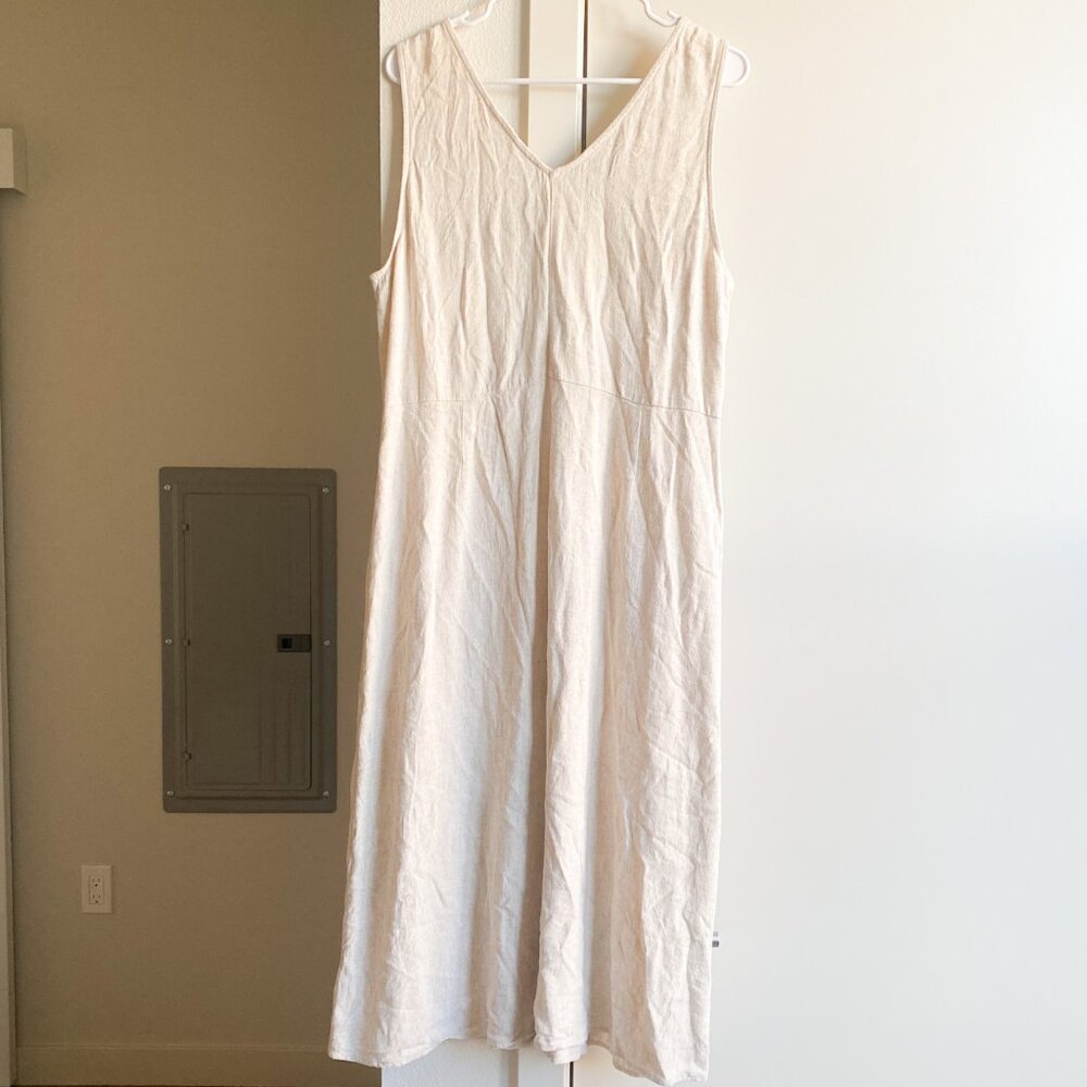 Caslon Linen Blend Button Down Midi Sleeveless Dress Size 2XL Beach Resortwear - Picture 2 of 8
